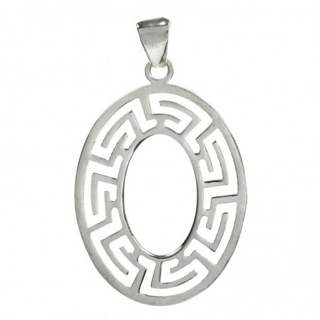 Colgante óvalo con greca calada Plata de Ley 925