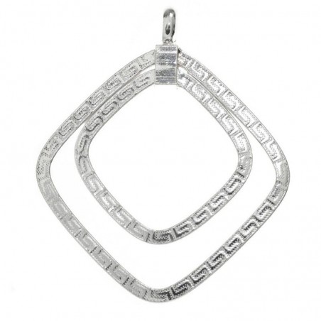 Colgante doble cuadrado con greca Plata de Ley 925