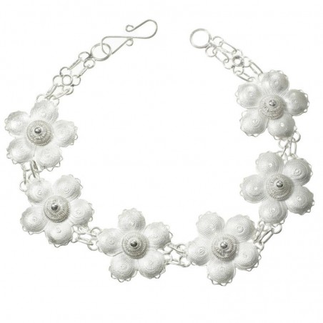 Pulsera flores de filigrana Plata de Ley 925