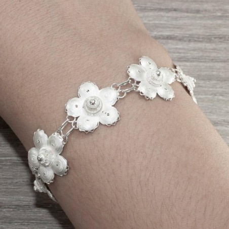 Pulsera flores de filigrana Plata de Ley 925