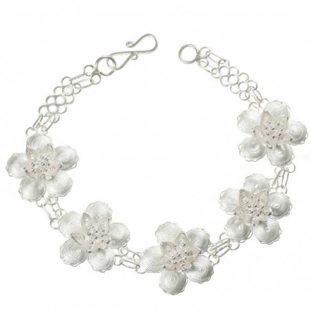 Pulsera de filigrana con estambres Plata de Ley 925