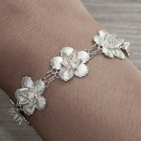 Pulsera de filigrana con estambres Plata de Ley 925