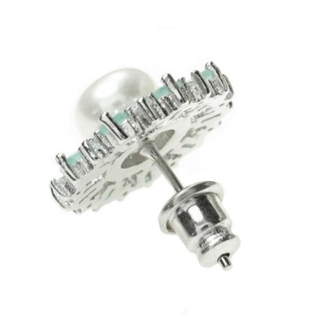 Pendientes perla natural y circonitas Plata de Ley 925