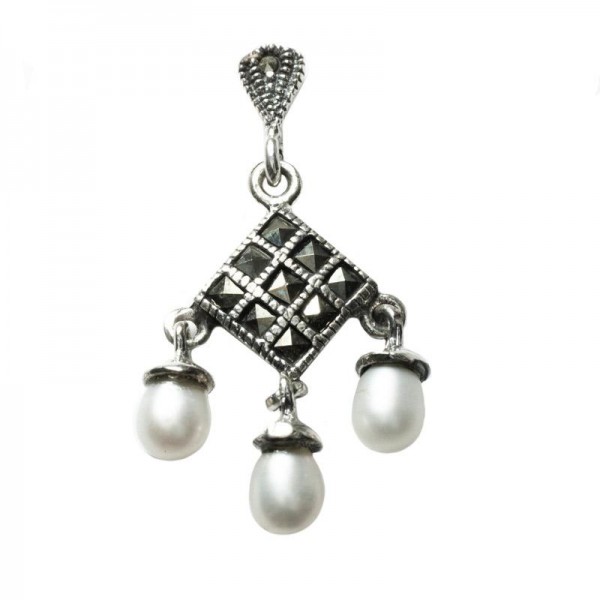 Pendientes marquesita y perla Plata de Ley 925