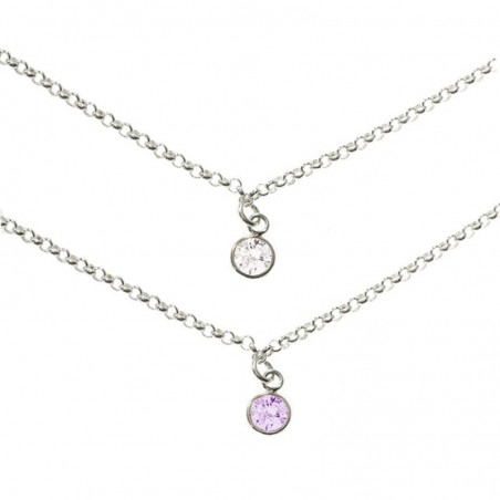 Colgante doble cadena con doble punto de luz Plata de Ley