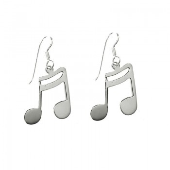 Pendientes nota musical clave corchea Plata de Ley