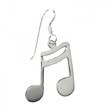 Pendientes nota musical clave corchea Plata de Ley 2