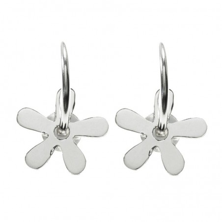 Pendientes aro con flor movible Plata de Ley