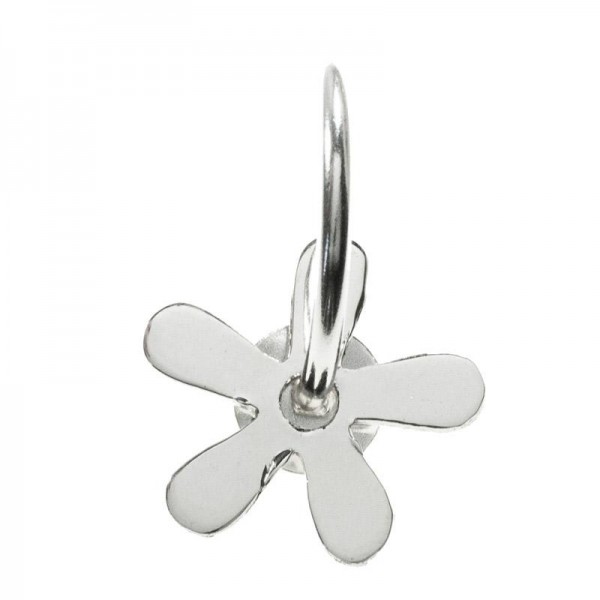 Pendientes aro con flor movible Plata de Ley