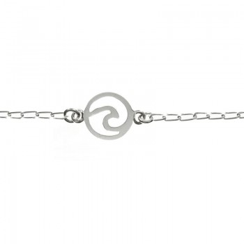 Pulsera minimalista centro ola con circulo Plata de Ley 925
