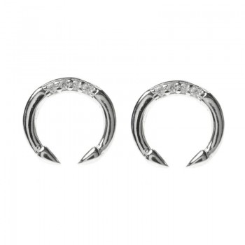 Pendientes luna invertida puntas Plata de Ley