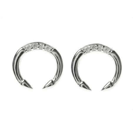 Pendientes luna invertida puntas Plata de Ley