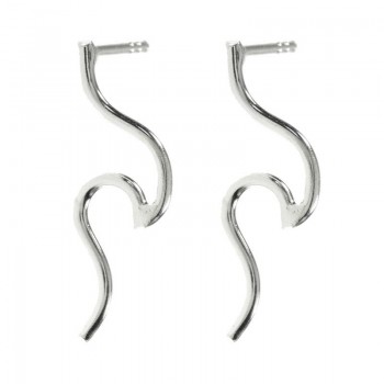 Pendientes ola largos Plata de Ley