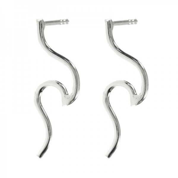Pendientes ola largos Plata de Ley