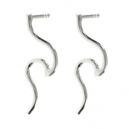Pendientes ola largos Plata de Ley
