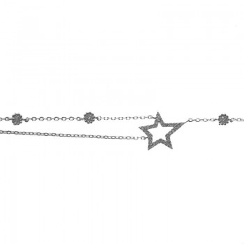 Pulsera asimétrica estrella de circonitas Plata de Ley 925 2