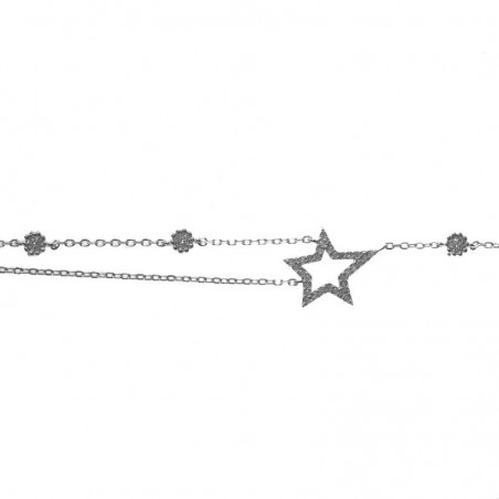 Pulsera asimétrica estrella de circonitas Plata de Ley 925