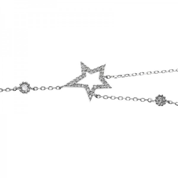 Pulsera asimétrica estrella de circonitas Plata de Ley 925