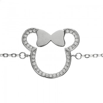 Pulsera ratona con circonitas Plata de Ley 925