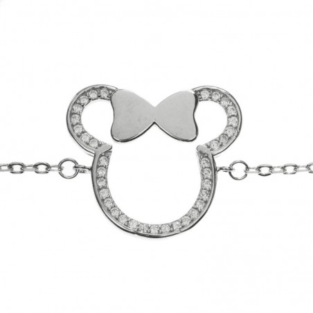 Pulsera ratona con circonitas Plata de Ley 925