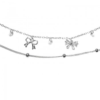 Pulsera doble con lazos Plata de Ley 925