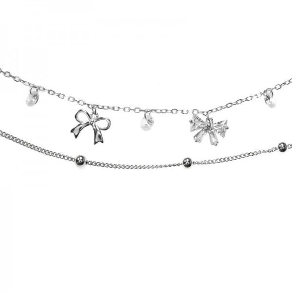 Pulsera doble con lazos Plata de Ley 925