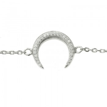 Pulsera ajustable luna invertida Plata de Ley 925