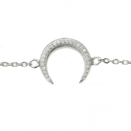 Pulsera ajustable luna invertida Plata de Ley 925