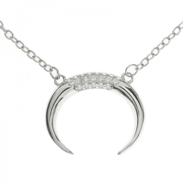 Collar luna invertida Plata de Ley rodiada