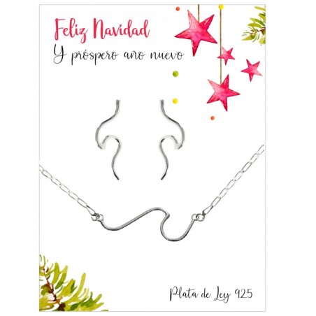 Conjunto ola minimalista Plata de Ley