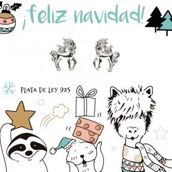 Pendientes unicornio Plata de Ley