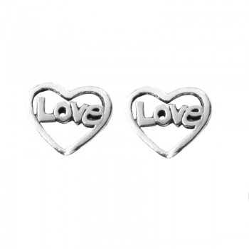 Pendientes Love mini corazón Plata de Ley 2