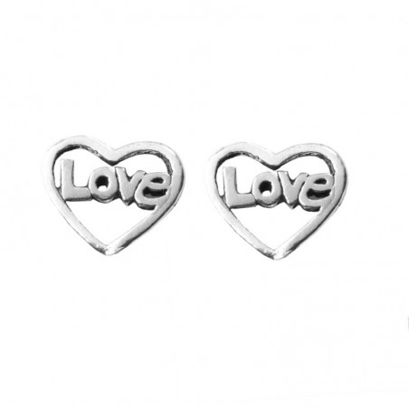 Pendientes Love mini corazón Plata de Ley