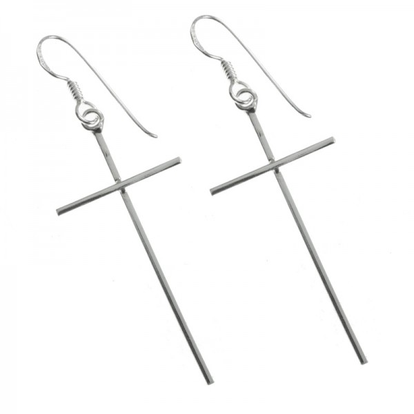 largos cruz minimalista Plata Ley 925