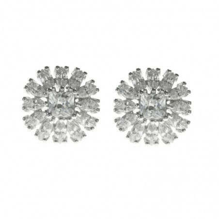 Pendientes flor de circonita blanca de Ley