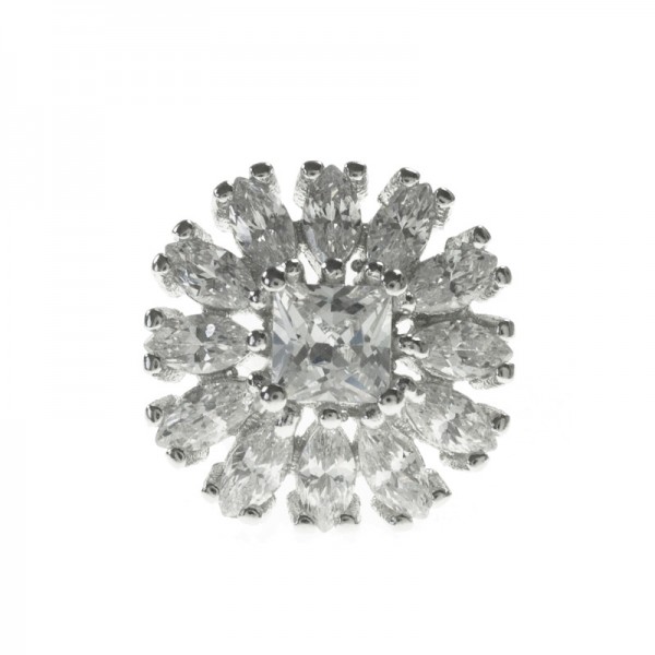 Pendientes flor de circonita blanca de Ley