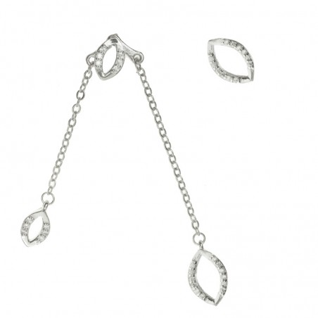 Pendientes asimétricos hojas Plata de Ley