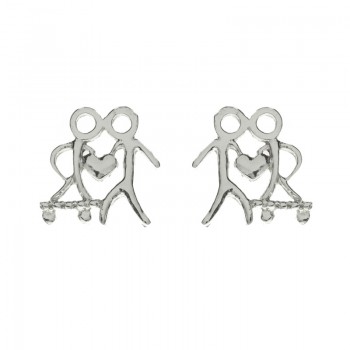 Pendientes pareja con corazón Plata de Ley