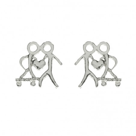 Pendientes pareja con corazón Plata de Ley