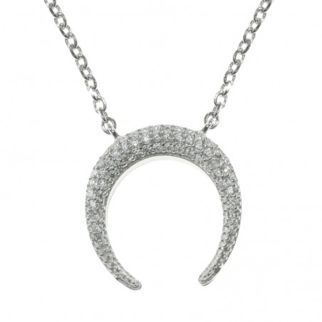 Collar ajustable luna invertida Plata de Ley