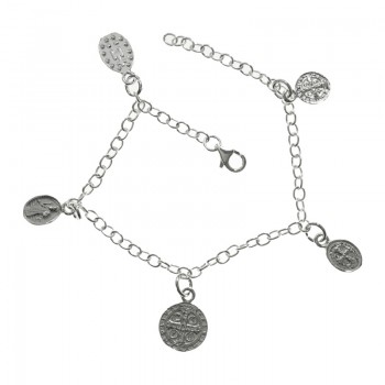 Pulsera con medallas colgantes Plata de Ley 925 2