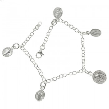 Pulsera con medallas colgantes Plata de Ley 925
