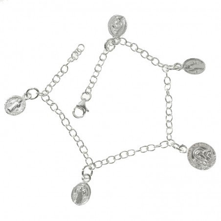 Pulsera con medallas colgantes Plata de Ley 925