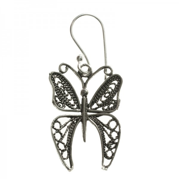 Pendientes largos mariposas Plata de Ley