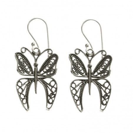 Pendientes largos mariposas Plata de Ley