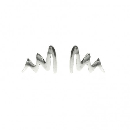 Pendientes mini onda electrocardiograma Plata de Ley