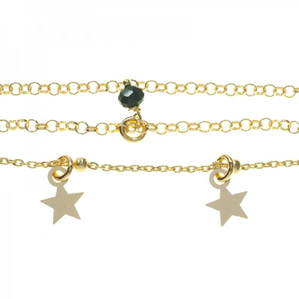 Pulsera triple con Swarovski y estrellas