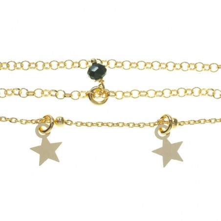 Pulsera triple con Swarovski y estrellas
