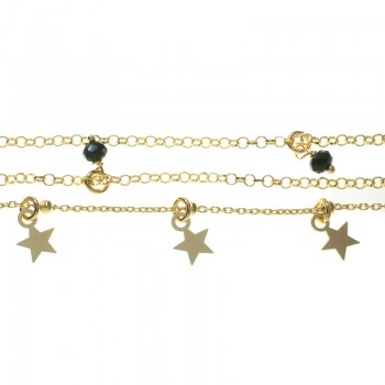 Pulsera triple con Swarovski y estrellas