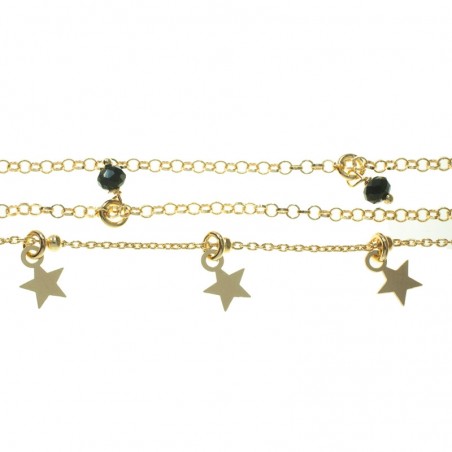 Pulsera triple con Swarovski y estrellas